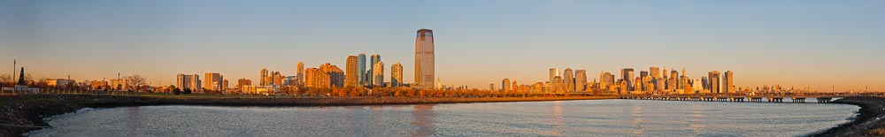 Jersey City and Manhattan at the Background